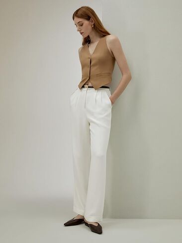 LilySilk The Flos Pants Full Length Boyish Style Wide Leg Bkazers Pants Vintage Style Trousers for Women in Saudi Arabia