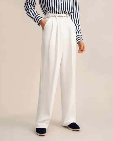 LilySilk The Flos Pants Full Length Boyish Style Wide Leg Bkazers Pants Vintage Style Trousers for Women in Saudi Arabia