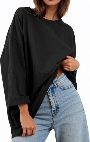 Tankaneo Womens كبير الحجم 3/4 جرس الأكمام tshirts crewneck سقوط قمم TUNIC TUNIC LOOD in Kuwait