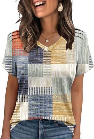 Akewei Womens Summer Tops v Deck T Recerts Cloted Clothes Spring Fashion Blouses in Saudi Arabia