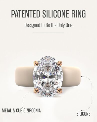 Rinfit Silicone Ring مع الحجر - قطع بيضاوية القطع المكعبة خاتم الخطوبة للنساء - نطاقات الزفاف المطاطية - براءات الاختراع المعلقة التصميم in Saudi Arabia