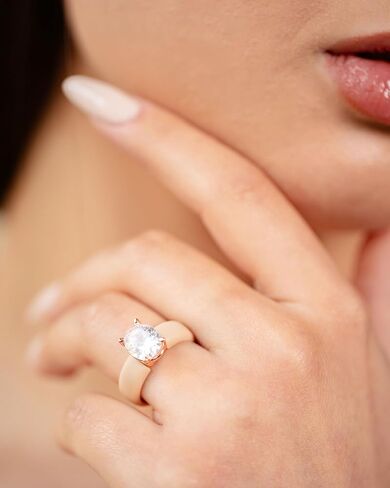 Rinfit Silicone Ring مع الحجر - قطع بيضاوية القطع المكعبة خاتم الخطوبة للنساء - نطاقات الزفاف المطاطية - براءات الاختراع المعلقة التصميم in Saudi Arabia