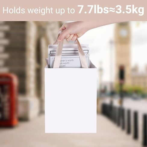 Suituts 12 PCS حقائب هدايا بيضاء مع مقابض الشريط 16 × 6 × 12 بوصة إضافية كبيرة من الأكياس البيضاء للتسوق الأكياس البيضاء في عيد الحب ، والزفاف ، عيد ميلاد ، حفلة ، البيع بالتجزئة in Kuwait