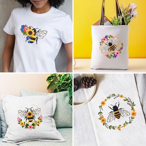 INFUNLY 5 Sets Bird and Flower Embroidery Kits for Beginner DIY Cross Stitch Starter Sets with Instructions Colorful Handmade Needlepoint Kits with Embroidery Cloth Colored Threads Hoops Tools in Kuwait