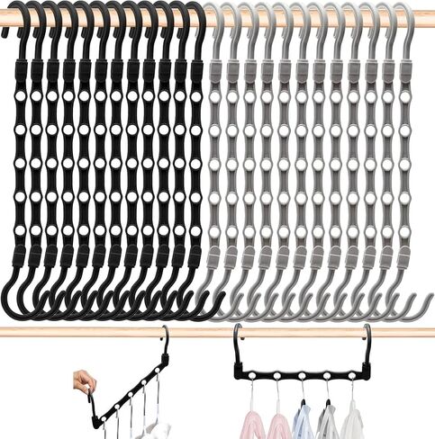 College Dorm Room Essentials Closet Organizer,12 Pack Stronger Closet Organizers and Storage Clothes Hanger with 5 Holes Closet Storage for Heavy Clothes,Magic Closet Organization Space Saving Hangers in Saudi Arabia