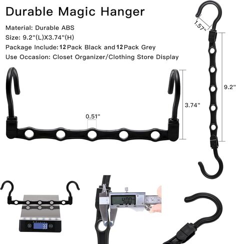 College Dorm Room Essentials Closet Organizer,12 Pack Stronger Closet Organizers and Storage Clothes Hanger with 5 Holes Closet Storage for Heavy Clothes,Magic Closet Organization Space Saving Hangers in Saudi Arabia