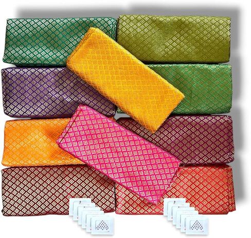 Lovenspire 10 PCS Saree Blouse Piece Piece Unstitched Varalakshmi Blouses Navratri Teej Thamboolam Sari Blouse with Bindi in Kuwait