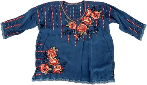 Johnny Was Women's Giovanna Blouse, Legion Blue (C18923-O, US, Alpha, Small, Regular, Regular) in Saudi Arabia