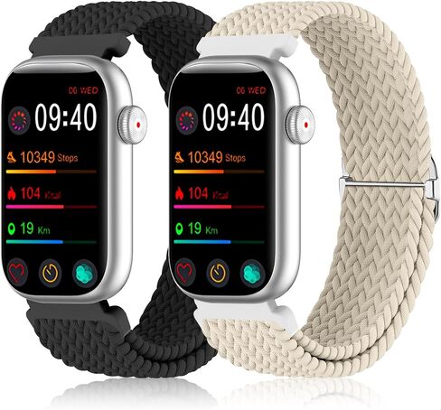 عبوتان من أربطة النايلون المضفرة القابلة للتمدد 16 مم متوافقة مع جهاز تعقب اللياقة البدنية النحيف FITVII HM08/MorePro HM08/Amzhero-Runfit D26/KALINCO in Kuwait