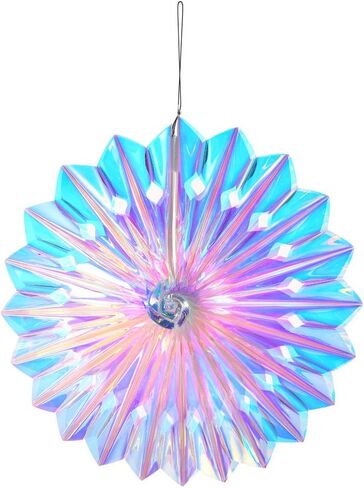 12 Inch Diameter Iridescent Ornament Star Hanging Decorations, Clear Foil Decorative Folding Decor, Rainbow Shine Party Ornaments for Bridal Shower Wedding Birthday Frozen Theme Party Decorations in Kuwait