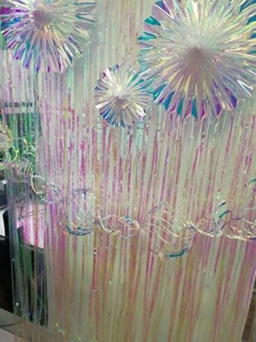 12 Inch Diameter Iridescent Ornament Star Hanging Decorations, Clear Foil Decorative Folding Decor, Rainbow Shine Party Ornaments for Bridal Shower Wedding Birthday Frozen Theme Party Decorations in Kuwait