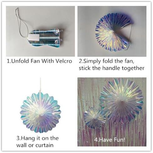 12 Inch Diameter Iridescent Ornament Star Hanging Decorations, Clear Foil Decorative Folding Decor, Rainbow Shine Party Ornaments for Bridal Shower Wedding Birthday Frozen Theme Party Decorations in Kuwait