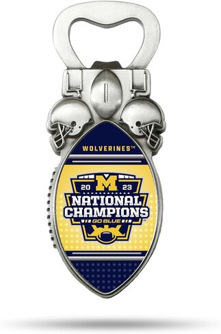 Rico Industries NFL Football Kansas City Chiefs Back to Back Champs Magnetic Bottle Opener, Stainless Steel, Strong Magnet to Display on Fridge in Saudi Arabia
