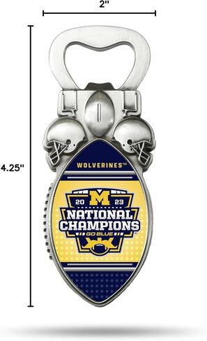 Rico Industries NFL Football Kansas City Chiefs Back to Back Champs Magnetic Bottle Opener, Stainless Steel, Strong Magnet to Display on Fridge in Saudi Arabia