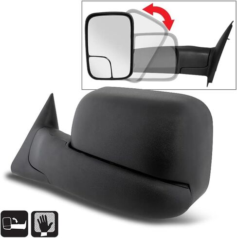 ACANII - Telescoping Towing Flip Up MANUAL Non Heat Driver Side Mirror For 94-01 Dodge Ram 1500 94-02 2500 3500 LEFT in Saudi Arabia