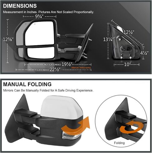 Spec-D Tuning [2015 Look] Chrome Power Heated Towing Mirrors w/LED Signal Compatible with 2007-2014 Ford F150 Pickup Left + Right in Saudi Arabia