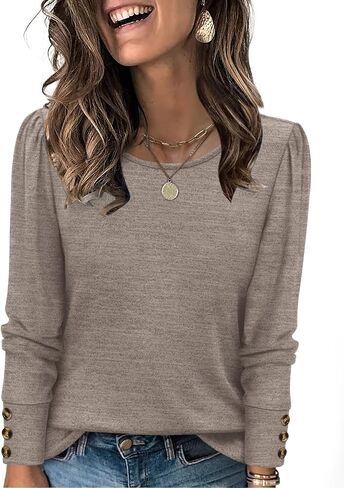 WIHOLL Long Sleeve Shirts for Women Buttons Cuff Tunic Tops Casual Fall Lightweight Sweaters Fashion 2025 in Saudi Arabia
