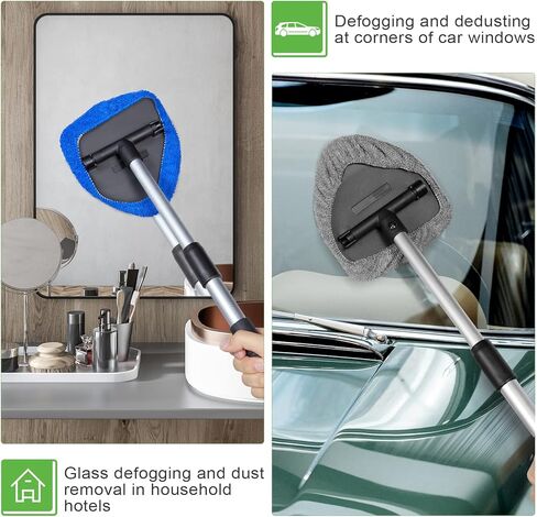 Tallew 2 Packs Windshield Cleaner Tool Microfiber Car Window Cleaner Auto Window Cleaning with Detachable Handle, 6 Reusable Microfiber Pads and 2 Spray Bottles for Car Cleanser Brush Cleaning Kit in Saudi Arabia