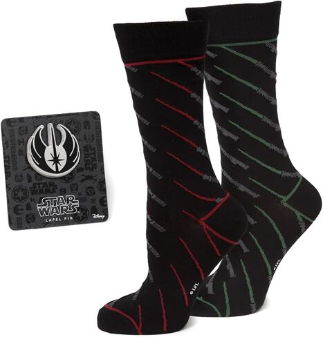 Cufflinks Inc. Star Wars Socks for Men – Lightsaber Battle Jedi Gift Set with Starwars Socks Mens & Jedi Pin – Dress Socks Star Wars Themed Gift in Saudi Arabia