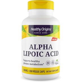 Healthy Origins Alpha Lipoic Acid 300 Mg (Supports Healthy Metabolism, Antioxidant, Non-GMO, Gluten Free, Vegan), 60 Veggie Caps in Kuwait