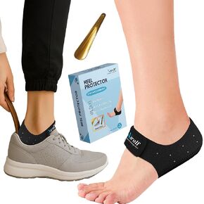 Heel Protectors with Shoe Horn, Heel Cups for Plantar Fasciitis, Heels Spur & Achilles Pain Relief, Cracked Heels, Reusable Foot Cushions for Men & Women (Large W 8-10 / M 8-10) in Saudi Arabia