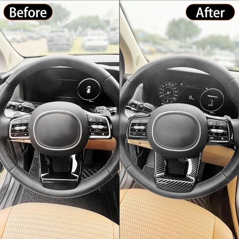 YOUTOOCAR 2PCS Steering Wheel Trim Covers Compatible with Kia Sorento 2021–2024 Kia Carnival 2022–2024 Accessories (Carbon Fiber Pattern) in Saudi Arabia