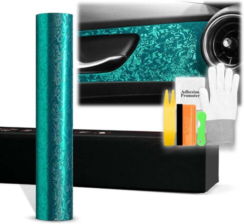 12"x60" (1FTx5FT) PET Damascus Forged Satin Teal Vinyl Wrap Auto Car Sticker Decal Film Sheet Bubble Free Air Release Technology with Tool Kit in Saudi Arabia