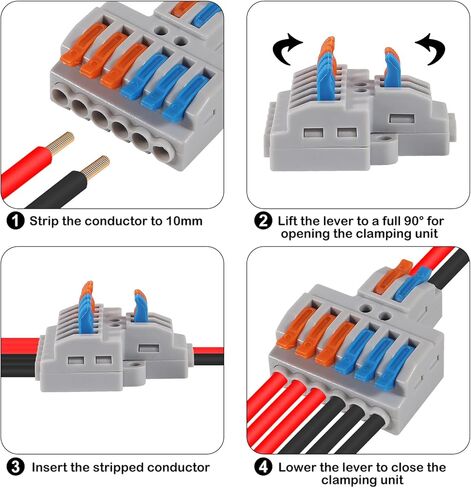 30Pcs Lever Wire Connectors,Screw Terminals Quick Wiring Cable Connector Push in Conductor Quick Wiring Terminal Connectors (2 in 4 Out) in Saudi Arabia