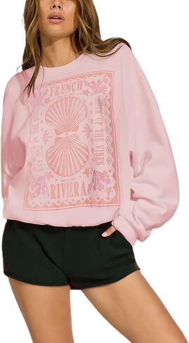 Cute Sweatshirts for Teen Girls Y2K Beach Graphic Oversized Pullover Sweatshirt Preppy Crewneck Aesthetic Jacket in Kuwait
