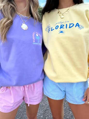 Cute Sweatshirts for Teen Girls Y2K Beach Graphic Oversized Pullover Sweatshirt Preppy Crewneck Aesthetic Jacket in Kuwait