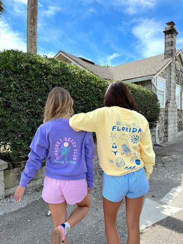Cute Sweatshirts for Teen Girls Y2K Beach Graphic Oversized Pullover Sweatshirt Preppy Crewneck Aesthetic Jacket in Kuwait