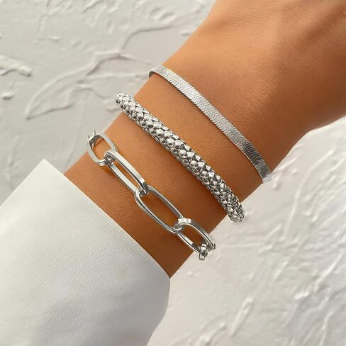 Long tiantian Gold Bracelet Stack Chunky Gold Bracelet for Women Dainty Gold Bracelets Pulseras Para Mujer Chain Link Stackable Bracelets for Women Gold Jewelry in Saudi Arabia