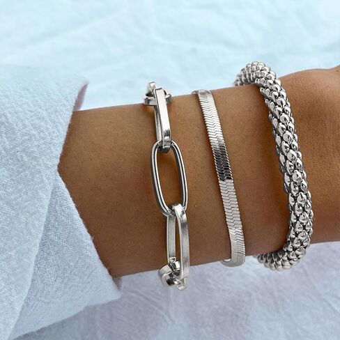 Long tiantian Gold Bracelet Stack Chunky Gold Bracelet for Women Dainty Gold Bracelets Pulseras Para Mujer Chain Link Stackable Bracelets for Women Gold Jewelry in Saudi Arabia