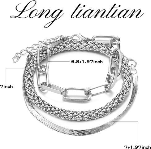 Long tiantian Gold Bracelet Stack Chunky Gold Bracelet for Women Dainty Gold Bracelets Pulseras Para Mujer Chain Link Stackable Bracelets for Women Gold Jewelry in Saudi Arabia