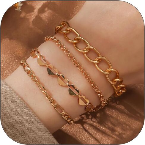 Long tiantian Gold Bracelet Stack Chunky Gold Bracelet for Women Dainty Gold Bracelets Pulseras Para Mujer Chain Link Stackable Bracelets for Women Gold Jewelry in Saudi Arabia