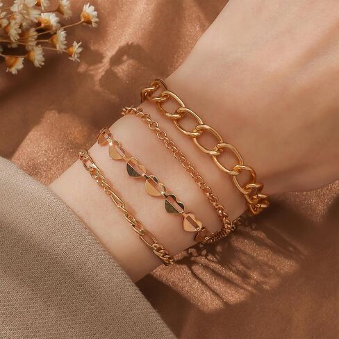 Long tiantian Gold Bracelet Stack Chunky Gold Bracelet for Women Dainty Gold Bracelets Pulseras Para Mujer Chain Link Stackable Bracelets for Women Gold Jewelry in Saudi Arabia