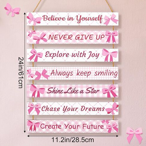 Girls Room Decor Colorful Inspirational Wall Plaque Set for Kids Bedroom | Vibrant motivational phrases, wall decor for teen girls, sturdy wooden material, for nursery or playroom, easy hanging in Saudi Arabia