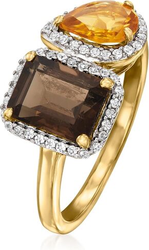 Ross-Simons 1.80 Carat Smoky Quartz and .70 Carat Citrine Toi Et Moi Ring With .20 ct. t.w. White Topaz in 18kt Gold Over Sterling in Saudi Arabia