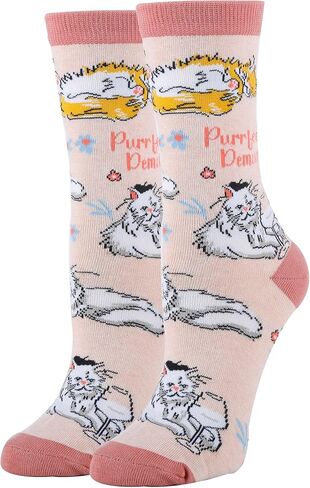 ooohyeah Women's Novelty Cute Cat Crew Socks, Funny Animal Dress Socks Gift, Fit Women's Shoe Size 5-10 in Saudi Arabia
