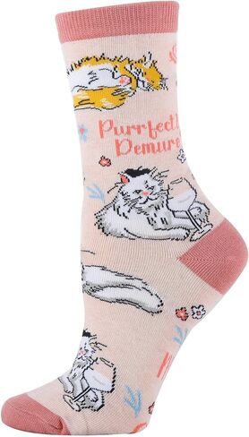 ooohyeah Women's Novelty Cute Cat Crew Socks, Funny Animal Dress Socks Gift, Fit Women's Shoe Size 5-10 in Saudi Arabia