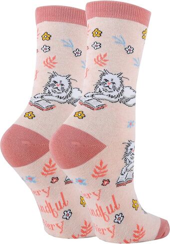 ooohyeah Women's Novelty Cute Cat Crew Socks, Funny Animal Dress Socks Gift, Fit Women's Shoe Size 5-10 in Saudi Arabia