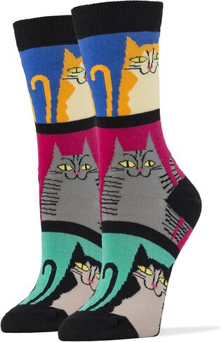 ooohyeah Women's Novelty Cute Cat Crew Socks, Funny Animal Dress Socks Gift, Fit Women's Shoe Size 5-10 in Saudi Arabia