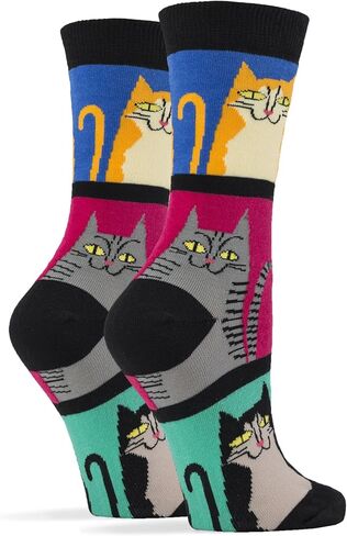 ooohyeah Women's Novelty Cute Cat Crew Socks, Funny Animal Dress Socks Gift, Fit Women's Shoe Size 5-10 in Saudi Arabia