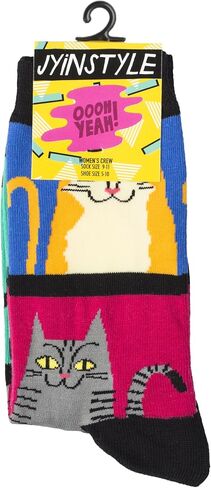 ooohyeah Women's Novelty Cute Cat Crew Socks, Funny Animal Dress Socks Gift, Fit Women's Shoe Size 5-10 in Saudi Arabia