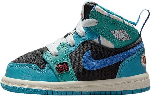 Jordan 1 Mid SS (TD) SIZE's Toddler's Shoes-8 ، Anthracite/Glacier Blue in Saudi Arabia