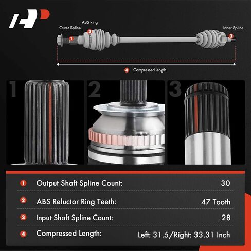 A-Premium CV Axle Shaft Assembly Compatible with Hyundai Genesis Coupe 2010 2011 2012, Rear Right Passenger Side, Replace# 496502M100 in Kuwait