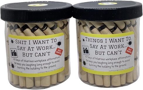 Funny Work Affirmation Jar - Shit I Want to Say at Work But Can't -Office Humor - Stress Relief - Coworker Gag Gift - 60 Hilarious Quotes- (Parchment, Original (CUSS WORDS)) in Saudi Arabia