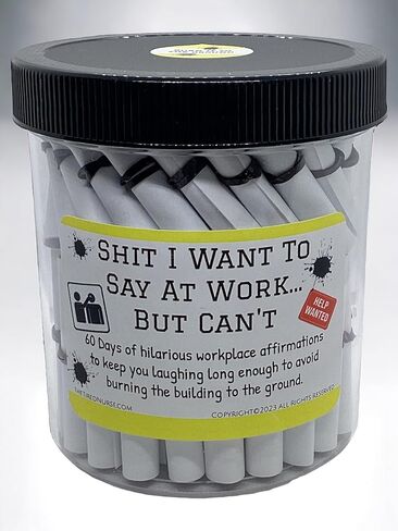 Funny Work Affirmation Jar - Shit I Want to Say at Work But Can't -Office Humor - Stress Relief - Coworker Gag Gift - 60 Hilarious Quotes- (Parchment, Original (CUSS WORDS)) in Saudi Arabia