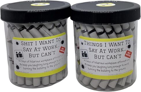 Funny Work Affirmation Jar - Shit I Want to Say at Work But Can't -Office Humor - Stress Relief - Coworker Gag Gift - 60 Hilarious Quotes- (Parchment, Original (CUSS WORDS)) in Saudi Arabia