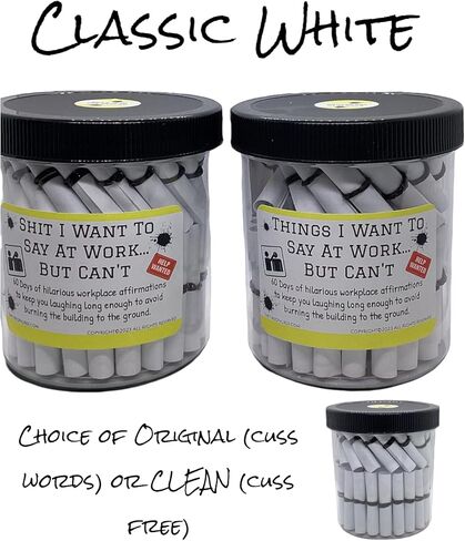 Funny Work Affirmation Jar - Shit I Want to Say at Work But Can't -Office Humor - Stress Relief - Coworker Gag Gift - 60 Hilarious Quotes- (Parchment, Original (CUSS WORDS)) in Saudi Arabia
